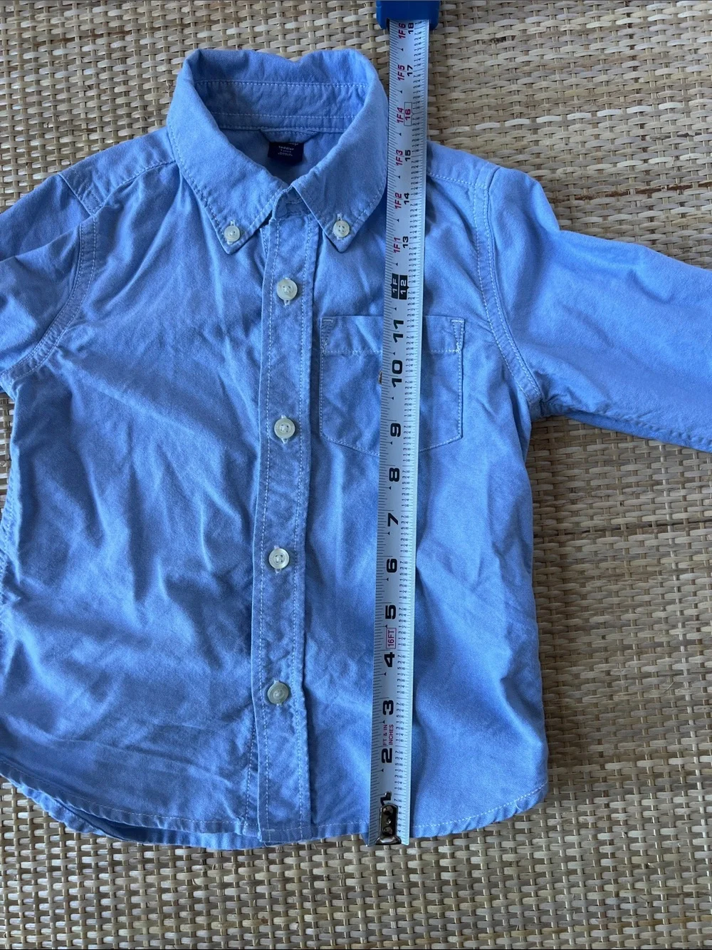 Baby Gap Blue Button Down Shirt Teddy Bear Embroidered Logo pocket Boys 3